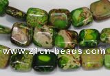 CDE120 15.5 inches 10*10mm square dyed sea sediment jasper beads