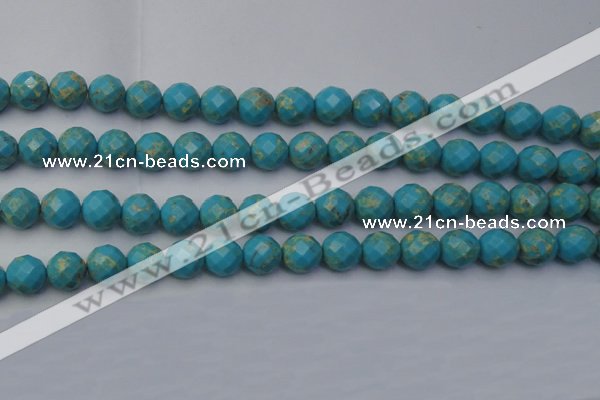 CDE2155 15.5 inches 16mm faceted round dyed sea sediment jasper beads