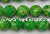 CDE2193 15.5 inches 12mm faceted round dyed sea sediment jasper beads