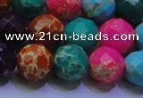 CDE2699 14mm faceted round mixed color sea sediment jasper beads