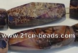 CDE388 15.5 inches 14*44mm faceted rice dyed sea sediment jasper beads