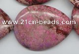 CDE480 15.5 inches 30*40mm flat teardrop dyed sea sediment jasper beads