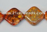 CDE547 15.5 inches 20*20mm diamond dyed sea sediment jasper beads