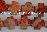 CDE561 15.5 inches 16*16mm cross dyed sea sediment jasper beads