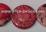 CDE788 15.5 inches 30mm flat round dyed sea sediment jasper beads