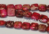 CDI620 15.5 inches 10*10mm square dyed imperial jasper beads