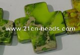 CDI953 15.5 inches 35*35mm cross dyed imperial jasper beads