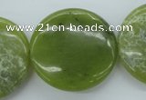 CDJ168 15.5 inches 30mm flat round Canadian jade beads wholesale