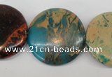 CDS33 15.5 inches 30mm flat round dyed serpentine jasper beads