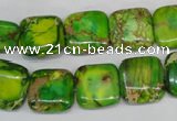 CDT121 15.5 inches 14*14mm square dyed aqua terra jasper beads