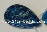 CDT345 Top-drilled 30*50mm flat teardrop dyed aqua terra jasper beads