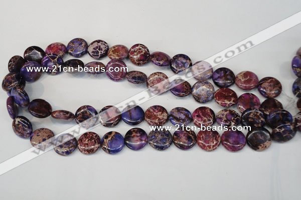 CDT408 15.5 inches 16mm flat round dyed aqua terra jasper beads
