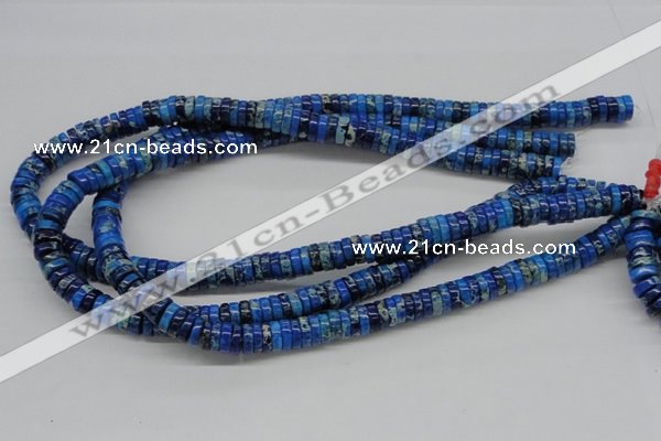 CDT51 15.5 inches 3*10mm coin dyed aqua terra jasper beads