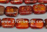CDT553 15.5 inches 12*16mm rectangle dyed aqua terra jasper beads