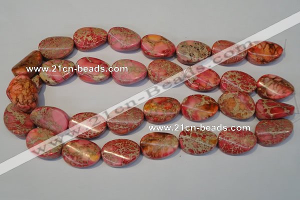 CDT575 15.5 inches 18*25mm twisted oval dyed aqua terra jasper beads