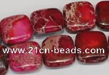 CDT623 15.5 inches 16*16mm square dyed aqua terra jasper beads