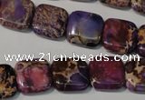 CDT716 15.5 inches 14*14mm square dyed aqua terra jasper beads