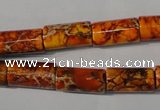 CDT738 15.5 inches 8*16mm tube dyed aqua terra jasper beads