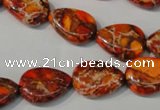 CDT754 15.5 inches 13*18mm flat teardrop dyed aqua terra jasper beads