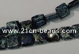 CDT901 15.5 inches 8*8mm square dyed aqua terra jasper beads