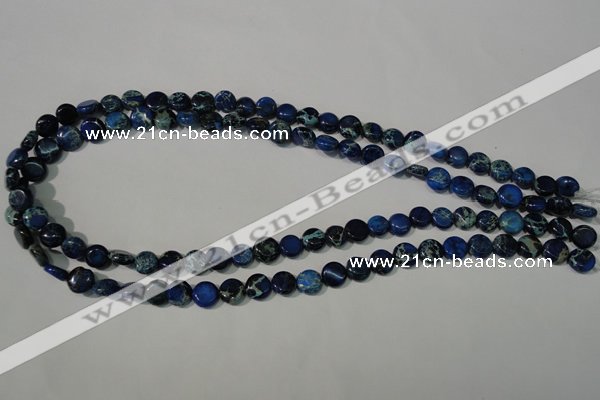 CDT905 15.5 inches 8mm flat round dyed aqua terra jasper beads