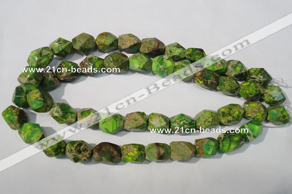 CDT932 15.5 inches 13*17mm faceted nuggets dyed aqua terra jasper beads