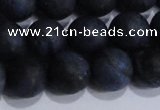 CDU205 15.5 inches 14mm round matte blue dumortierite beads