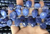 CDU220 Top drilled 13*18mm faceted flat teardrop blue dumortierite beads