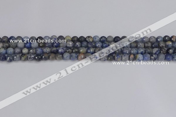 CDU308 15.5 inches 4mm faceted round blue dumortierite beads