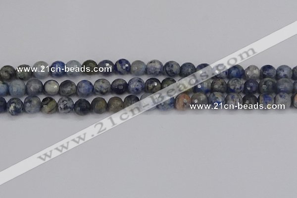 CDU310 15.5 inches 8mm faceted round blue dumortierite beads