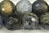 CDU382 15 inches 10mm faceted round dumortierite beads