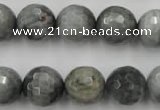CEE355 15.5 inches 14mm faceted round eagle eye jasper beads