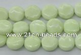 CEJ150 15.5 inches 12mm flat round Australia lemon jade beads