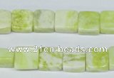 CEJ51 15.5 inches 10*10mm square lemon jade gemstone beads wholesale