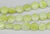 CEJ55 15.5 inches 8mm flat round lemon jade gemstone beads wholesale