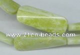 CEJ58 15.5 inches 13*43mm twisted rectangle lemon jade beads wholesale