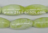 CEJ59 15.5 inches 12*24mm rice lemon jade gemstone beads wholesale