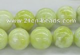 CEJ64 15.5 inches 14mm round lemon jade gemstone beads wholesale