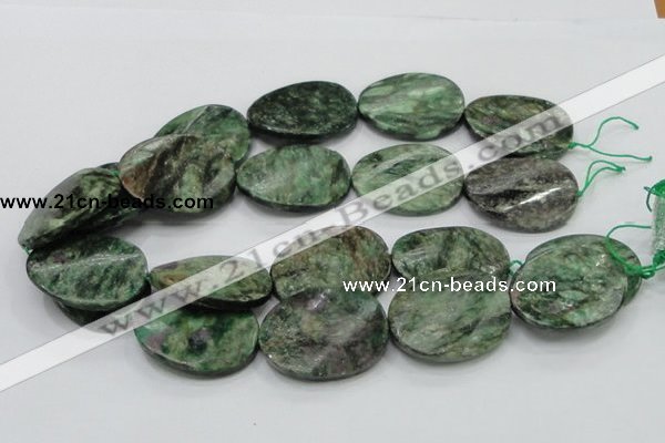 CEM26 15.5 inches 30*40mm twisted oval emerald gemstone beads