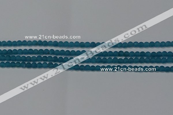 CEQ265 15.5 inches 4mm round matte blue sponge quartz beads