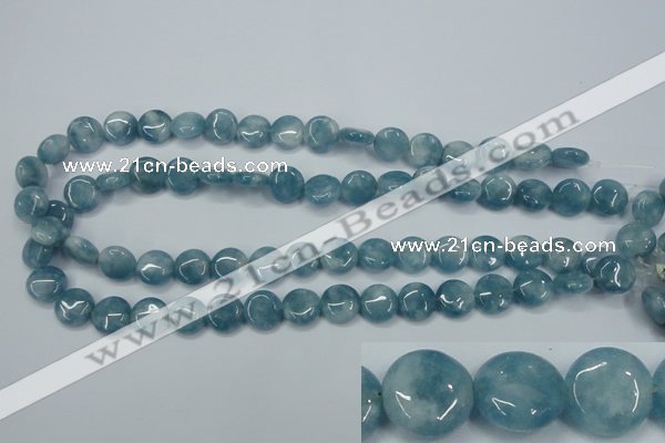 CEQ93 15.5 inches 12mm flat round blue sponge quartz beads