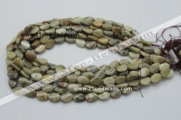 CFA20 15.5 inches 10*15mm twisted oval chrysanthemum agate beads