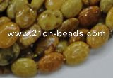 CFA46 15.5 inches 10*14mm oval yellow chrysanthemum agate beads