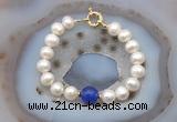 CFB1090 Hand-knotted 9mm - 10mm potato white freshwater pearl & candy jade bracelet