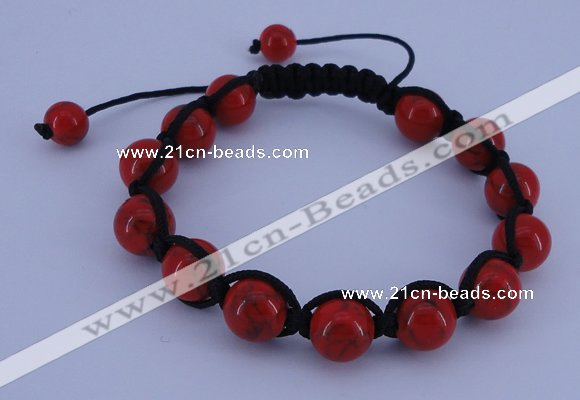 CFB510 10mm round turquoise beads adjustable bracelet wholesale