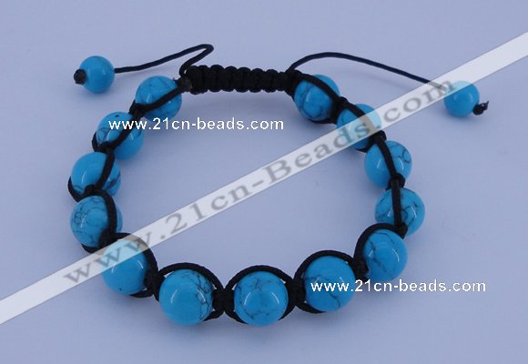 CFB511 10mm round turquoise beads adjustable bracelet wholesale