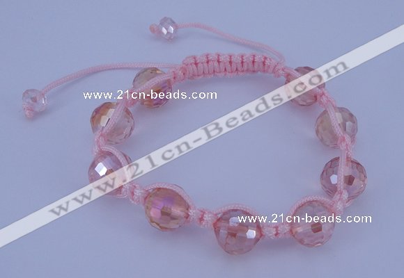 CFB520 12mm faceted round crystal beads adjustable bracelet wholesale