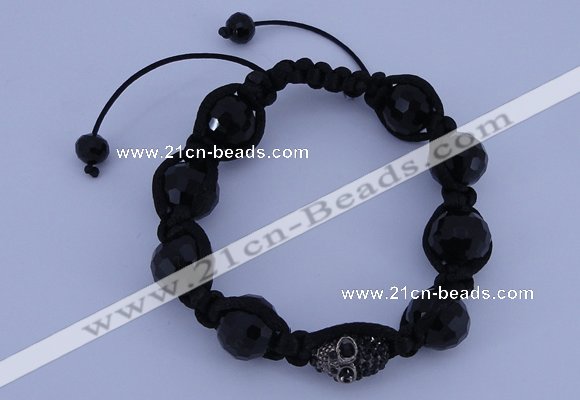 CFB542 14mm faceted round crystal with rhinestone beads bracelet