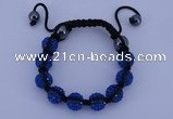 CFB558 10mm round rhinestone with hematite beads adjustable bracelet