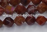CFC307 15.5 inches 8mm faceted nuggets dyed coral jade beads